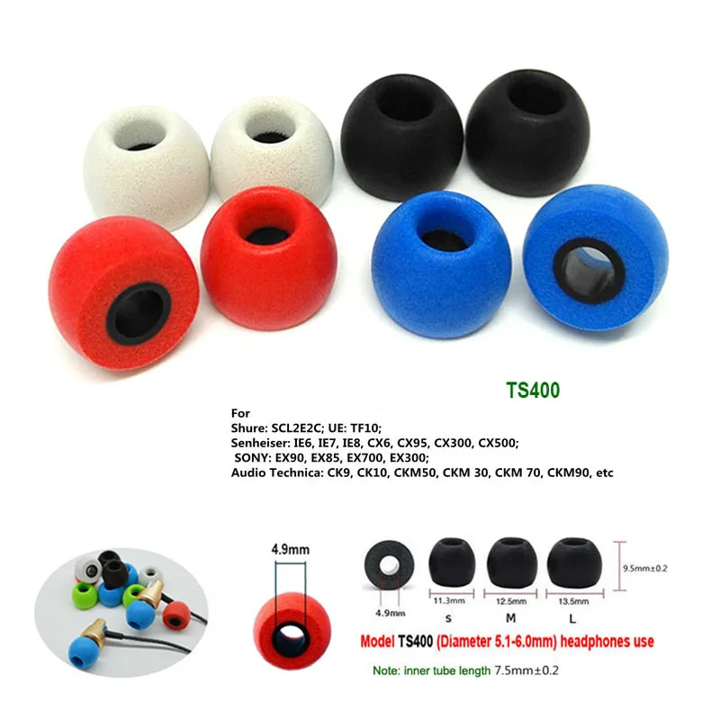 Earplug Set Foam - 10Pairs Memory Foam Eartips TS-400 4.9mm