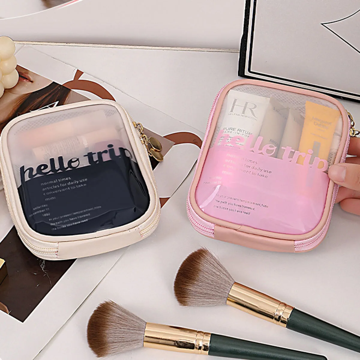 Cable Organizer Travel - Transparent Portable Cosmetic Pouch Lipstick Organizer